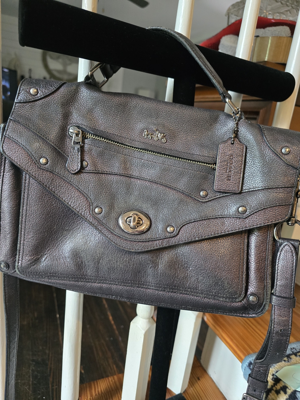 Coach Metallic Brown Leather Brady Satchel - Brown